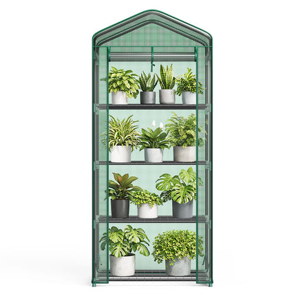 NEWBULIG Mini Greenhouse with Durable PE Cover Roll-up Zipper Door 4 Tier, 27"x19"x63" Small Greenhouse for Outdoors Indoor Balcony, Porch, Garden, Patio, Backyard Green Houses, Green