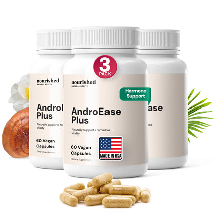 Nourished AndroEase Plus - Natural Balance Supplement for Women - Vegan Formula with Zinc & Saw Palmetto - 180 Capsules for Daily Wellness & Vitality - Made in USA