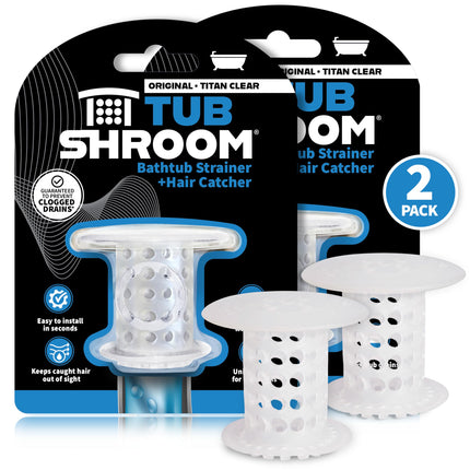 TubShroom Bathtub Drain Hair Catcher – In-Drain Tub Strainer & Clog Prevention Protector, Fits Standard 1.4”–1.75” Tub Drains, Easy Clean, Captures Human & Pet Hair out of Sight (Clear)
