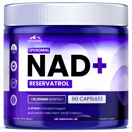 PURE HEALTH MAX PHM NAD Resveratrol Supplement - NAD+ Liposomal Supplements for Men and Women | NMN & NMNH Alternative | 90 Capsules, 1.5 Months Supply