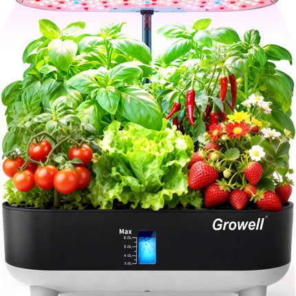 Growell 16 Pods Hydroponics Growing System Kit with 3 Light Modes & 2 Timer