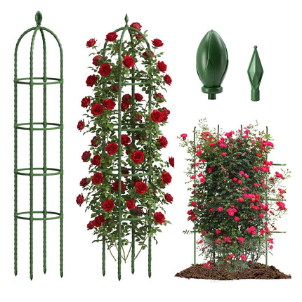 2 Pack 6.2ft High Adjustable Garden Trellis for Climbing Plants, Green