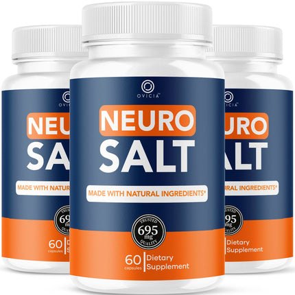 (3 Pack) Neuro Salt Capsules - Official NeuroSalt Pills Advanced Premium Formula Support Maximum Strength, All Natural Ingredients Vitamins for Overall Health & Wellness, 180 Capsules for 3 Months
