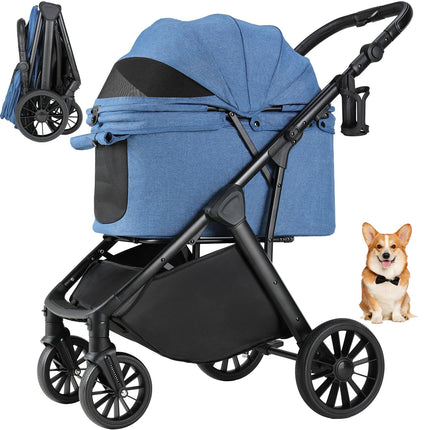 MAMIZO Pet Stroller for Medium Dogs Cats Up to 55 lbs, All-Terrain 3-in-1 Dog Stroller with Detachable Carrier, Rubber Wheels, One-Click Folding, Storage Basket & Cup Holder, for Senior Dogs & Cats
