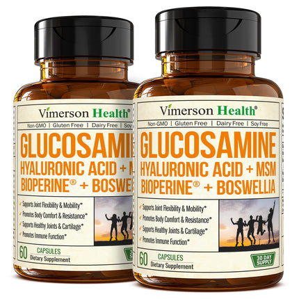Joint Support Supplement with Glucosamine Sulfate, Hyaluronic Acid, Boswellia & MSM – Supports Joint Health, Mobility & Bone Strength – for Daily Use – FSA Eligible 2 Pack