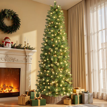 SHareconn Prelit Artificial Pencil Christmas Tree 6FT & Warm White Lights