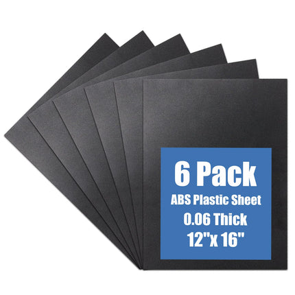 Plastic Sheet 12" x 16" x 0.06", Black PVC Board Flexible Moldable Impact Strength and High Tensile 1/16" Thick (1.5mm) for Crafts Materials Home Decor and Handicrafts, Abs Plastic Sheets 6 Pack