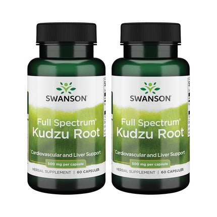 Swanson Full Spectrum Kudzu Root - Herbal Supplement Supporting Heart Health & Liver Health - May Support Healthy Blood Pressure & Cholesterol Levels - (60 Capsules, 500mg Each) (2 Pack)