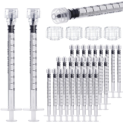 30Pack 1ml Luer Lock Syringe Without Needle - 1cc Plastic Syringes Individually Sterile Sealed with Tip Caps, No Needles ( 30Pack 1 ml )