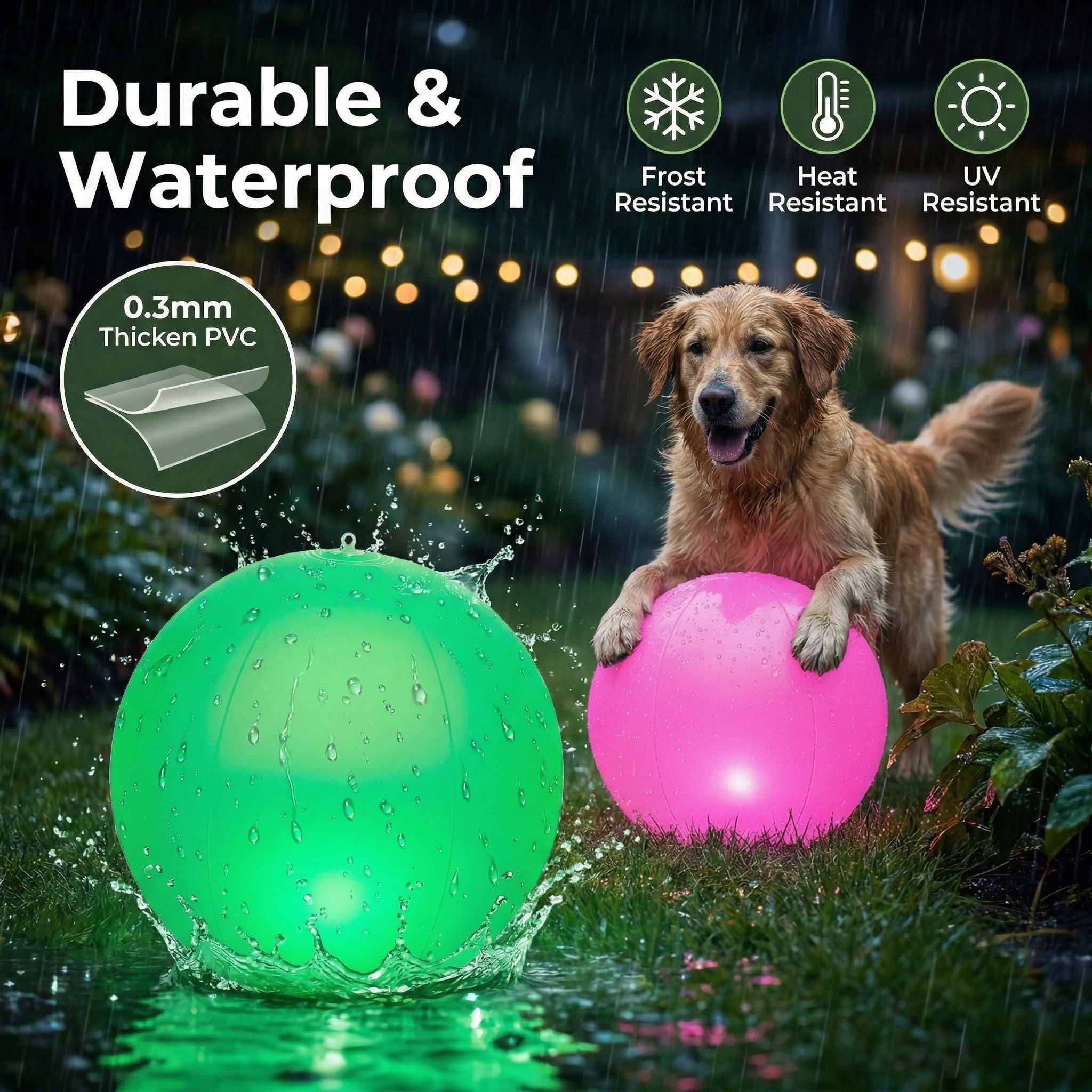 HAPIKAY Solar Floating Pool Lights - Pack of 2 Solar Powered Color Cha ...