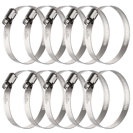 OURU 10PCS Hose Clamps Stainless Steel Adjustable 1-5/16"-2-1/4"(33-57mm)