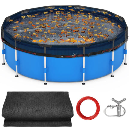 21 FT Pool Leaf Net Cover for Above Ground Pools, Ultra-Fine 0.15’’ Mesh Pool Cover with Winch & Cable, Pool Leaf Cover Prevents Leaves and Debris from Entering Pool