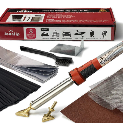 JOUNJIP Standard Plastic Welding Kit- UL Certified Welder 80W- Professional Grade Plastic Repair Kit for Automotive Car Bumper, Kayak, Tank Repair