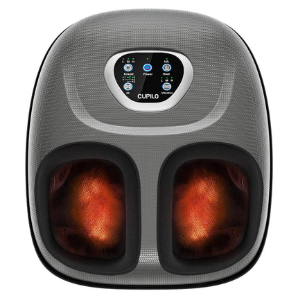 CuPiLo Foot Massager with Heat, FSA Eligible HSA Shiatsu Foot Massager Machine for Plantar Fasciitis, Adjustable Vibration & Pressure for Neuropathy Pain, Women Men Gifts, Fits Up to 12"(Gray)