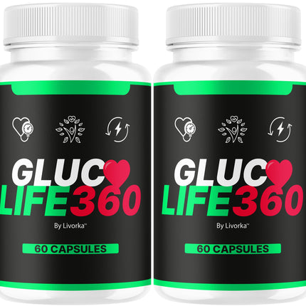 (2 Pack) GlucoLife 360 Capsules - Official GlucoLife 360 Premium Advanced Formula Pills - Maximum Strength, All Natural Health Formula Pills for Overall Health & Wellness, 120 Capsules for 2 Months
