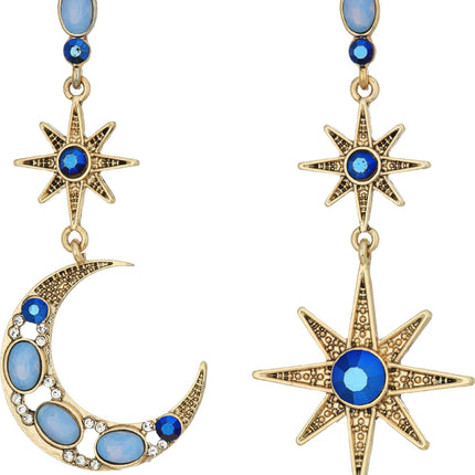 Betsey Johnson Celestial Moon & Star Drop Earrings
