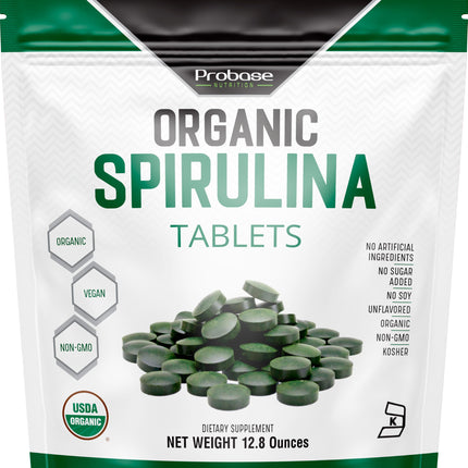 Probase Nutrition Organic Spirulina Supplement, 3000MG Per Serving, 720 Tablets (4 Month Supply), No Filler & Non-GMO, Rich in Vegan Protein, Vitamins & Prebiotics, Premium Spirulina Pills