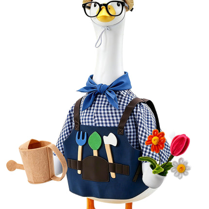 SIQUK Gardener Porch Goose Outfit Porch Goose Clothes Fit 23'' Geese Statue