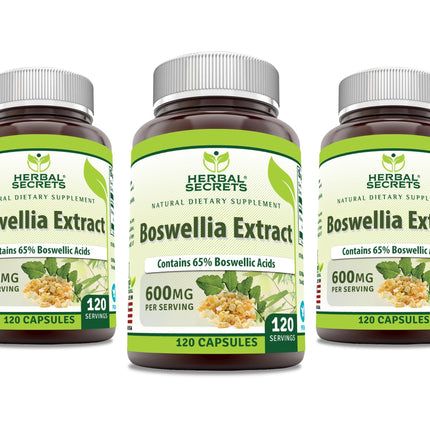 Herbal Secrets Boswellia Serrata Extract (65% Boswellic Acids) 600 mg Capsules Supplement | Non-GMO | Gluten Free (120 | 3 Pack)