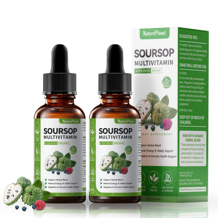 Guanábana Soursop Bitters Liquid Drops with Vitamin C, D3, B6, Soursop Fruit & Leaf Extract + 10 Bitters Botanicals for Immune Support Digestive Health Antioxidant Boost丨Non-GMO Vegan 120mL/4 Fl Oz