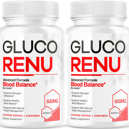 (2 Pack) Gluco Renu Capsules - Offical Gluco Renu, GlucoRenu Supplement, Natural Support GlucoRenu, Gluco Renu Premium Formula, 60 Capsules for 2 Months