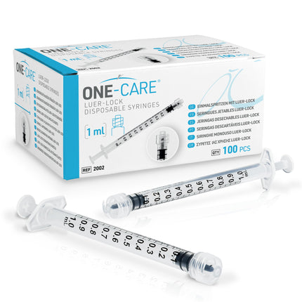 ONE-CARE Luer-Lock Syringe, 1 mL, 100 Count, Blister-Packed