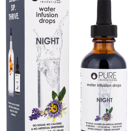 Pure Inventions Night - Pear Flavored Water Infusion Drops - No Sugar, Calories, or Artificial Sweeteners - 60 Servings - 2oz