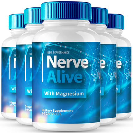 Nerve Alive for Nerve Pain Capsules, Nerve Alive for Neuropathy Supplement Pills, Nerve Health Support Advanced Formula - Maximum Strength, NerveAlive Natural Support Reviews (5 Pack)