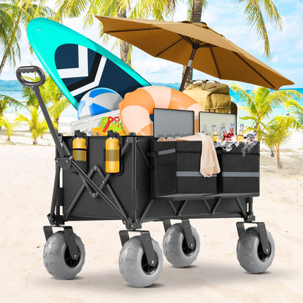Beach Wagon with Big Wheels for Sand with 9" All Terrain Inflatable Tires