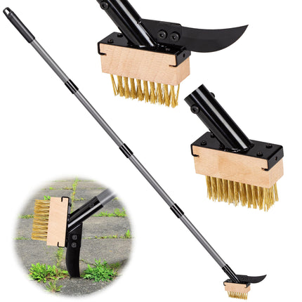 Walensee 66.5in Adjustable 3-in-1 Crack Weeder & Moss Remover Brush Tool