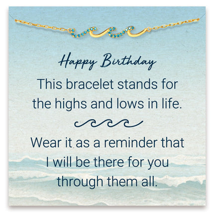 STORYJEWELLERY Birthday Gifts for Women, 925 Sterling Silver Wave Bracelet