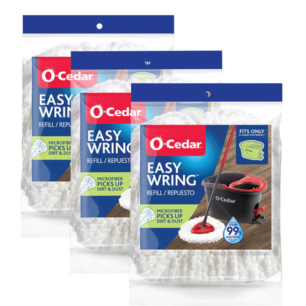 O-Cedar EasyWring Spin Mop Head Replacement (Pack of 3) | Machine Washable | Reusable | Packaging May Vary