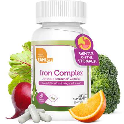 Zahler Iron Complex - Gentle Formula for Iron Deficiency Support for Adult Women & Men - Advanced Nutrition for Energy Levels - Kosher, Non-GMO & Gluten-Free - 100 Count