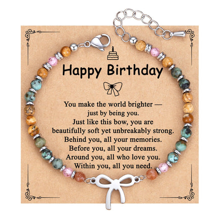 Junifi Birthday Gifts for Women, Happy Birthday Bow Bracelet Jewelry