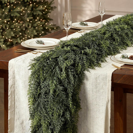 2PCS 6FT Christmas Cedar Garland, Real Touch Soft Greenery Mantel Decor