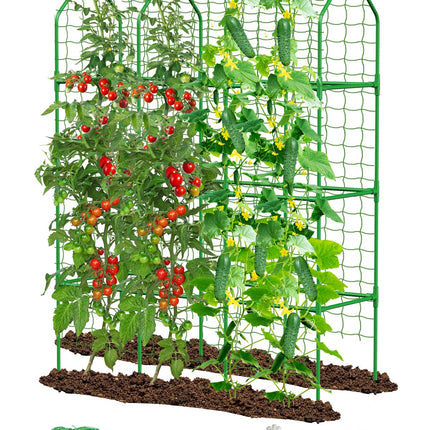 65" Cucumber Trellis for Climbing Plants Outdoor, Metal Garden Trellis for Raised Bed, Plant Support Structures with Netting for Cucumbers Tomatoes Beans Peas (50 * 17 * 65inch(L*W*H), Trellis)