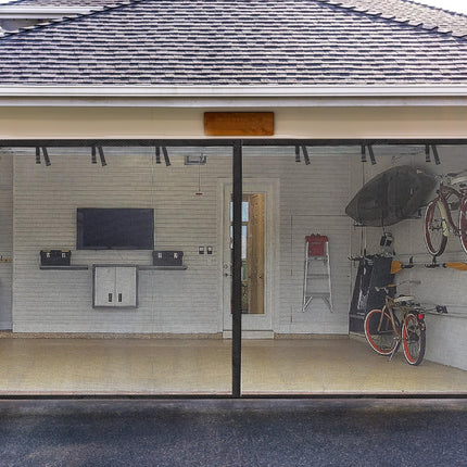 Garage Screen Doors for 2 car garage-18x8FT Fiberglass 3000g/6.7lb Durable Heavy Duty Magnetic Garage Door Screen Retractable Hands Free with 6 Roll Up Straps for Patio Workshop Home Gym Sun Room