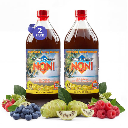 100 Pure Organic Noni Juice – Juice Original Formula | Natural Noni Fruit & Noni Leaf Extract | Non-GMO, No Artificial Additives | Vinali - (32oz, 2 Pack)