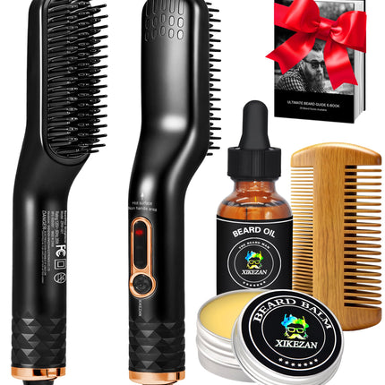 Beard Straightener for Men w/Beard Oil,Balm,Comb,E-Book for All Beard Type