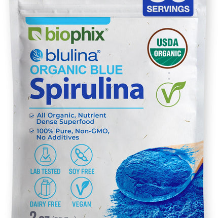 biophix Blue Spirulina Powder Organic Blulina 2 oz - Algae Organic Spirulina Powder 56 Servings - Superfood Supplement - Natural Blue Pigment - Espirulina en Polvo Organica Pura Azul