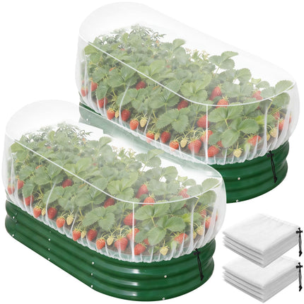 2 Pack Garden Netting for Raised Beds, 4.8X2.2FT Drawstring Plant Covers