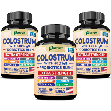 Colostrum Supplement Capsules, Grass Fed 40% IgG, 8-in-1, 180 Capsules