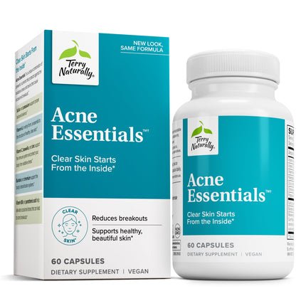 Terry Naturally Acne Essentials - 60 Capsules - Reduces Breakouts, Supports Healthy Skin - Vegan, Non-GMO, Gluten Free - 60 Servings