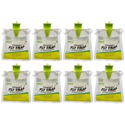 RESCUE! Outdoor Disposable Fly Trap – Hanging Fly Catcher with Attractant Bait, Fly Bag for Patio, Yard, Trash & Farm Areas – Easy-to-Use Outdoor Fly Control - 8 Traps