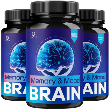 (3 Pack) Memory and Mood Brain Capsules - Official MemoryandMoodBrain Pills Advanced Premium Formula Support, All Natural Ingredients Vitamins for Overall Health & Wellness, 180 Capsules for 3 Months