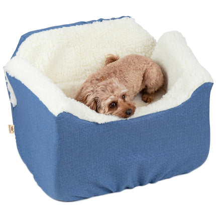 Snoozer Dog Car Seat: Lookout I Dog Booster Car Seat for Pets up to 25lbs, Helps Alleviate Travel Sickness & Fear for Dogs, Removable Washable Cover – Denim Diamond, Size Medium