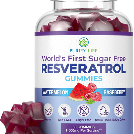 Sugar-Free Resveratrol Gummies - Potent Anti-Aging Antioxidant - Resveratrol Supplement to Support Digestive & Immune Health - Cognitive Boost by Cell Growth & Repair - Easy Chewable NMN Alternative