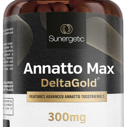 Sunergetic Premium Annatto Tocotrienol Supplement – with DeltaGold – Tocotrienols Vitamin E 300 mg – Supports Liver, Immune & Heart Health - Delta + Gamma Tocotrienols (30 Liquid Capsules)