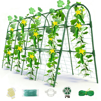 Laodier Cucumber Trellis for Raised Bed, U-Shape Garden Arch Metal Support for Climbing Plants, Metal Arch Plant Support Vegetables Trellis, Plant Support for Vine(Green, 63 * 30 * 47inch(L*W*H))