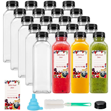 SUPERLELE 20pcs 16oz Juice Bottles, Plastic Juicing Bottles with Caps